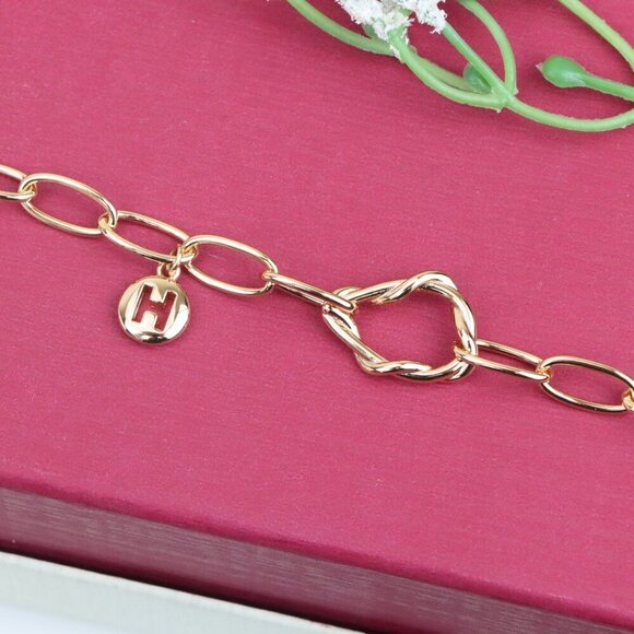 "Chunky Twisted Chain Rose Gold Bracelet with Adjustable Length, XPBL1141 - Picture 11 of 12